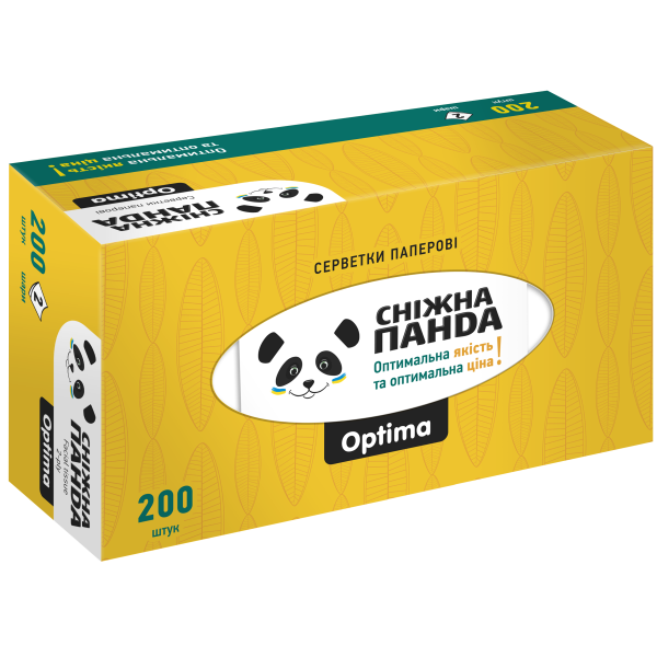 Фото - Салфетки бумажные Сніжна панда Оптима 2 слоя 200 шт. (4820183973542)