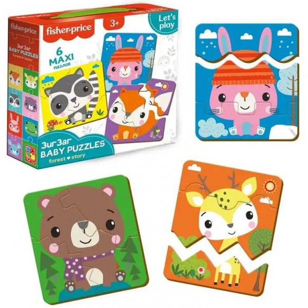 Фото - Пазлы (3-4 года) Vladi Toys ЗигЗаг Fisher-Price. Forest story, укр. (VT1722-08)