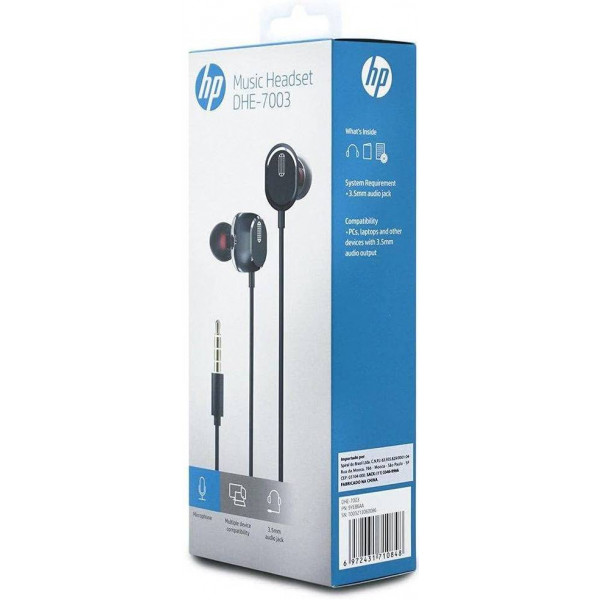 Фото - Наушники вкладыши проводные HP DHE-7003 Volume Control Black