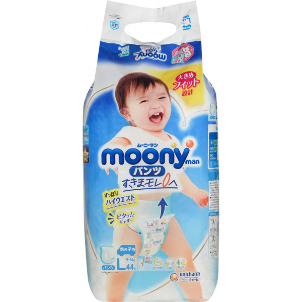 Фото - Одноразовые подгузники-трусики Moony Boys L 9-14 кг 44 шт. (4903111206155)