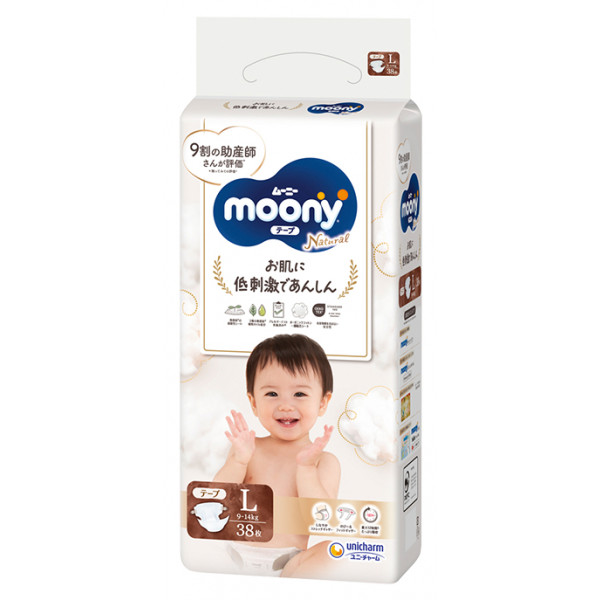 Фото - Одноразовые подгузники Moony Natural Размер L (9-14 кг), 38 шт. (4903111242030) Фото - Одноразовые подгузники Moony Natural Размер L (9-14 кг), 38 шт. (4903111242030)