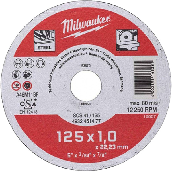 Фото - Круг отрезной по металлу Milwaukee 125х1х22.2 мм (4932479578)