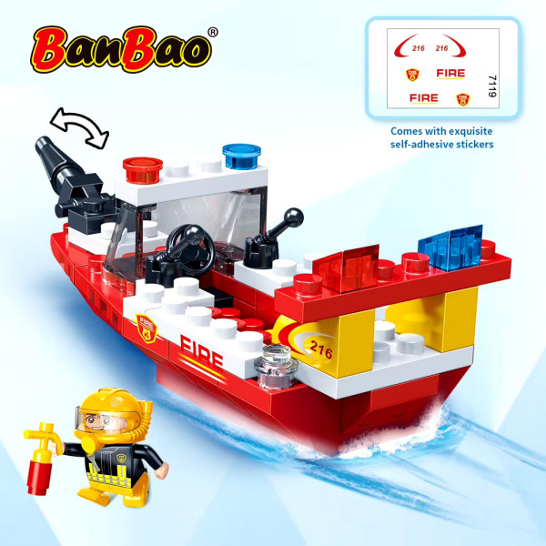 Фото - Пластиковый конструктор Banbao ''Пожарные'' (62 эл.) Пожарная лодка (7119)