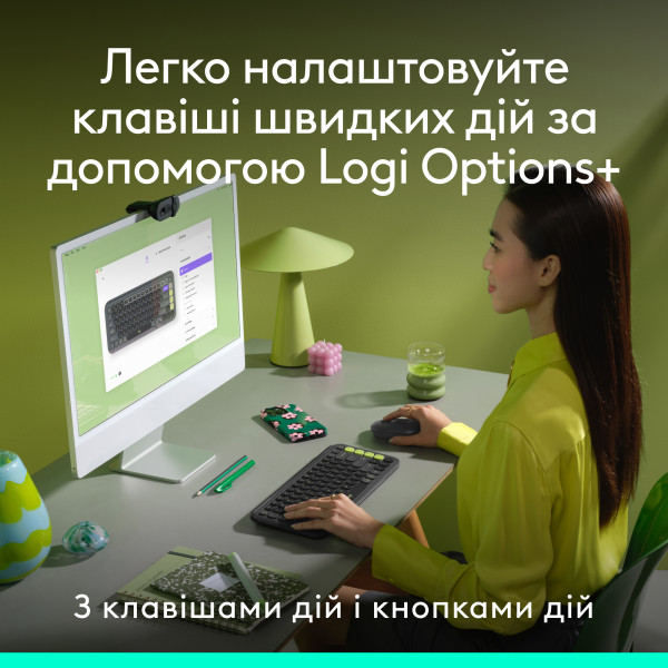 Фото - Уценка - Клавиатура+мышь беспроводная Logitech POP Icon COMBO Graphite UKR (920-013156)