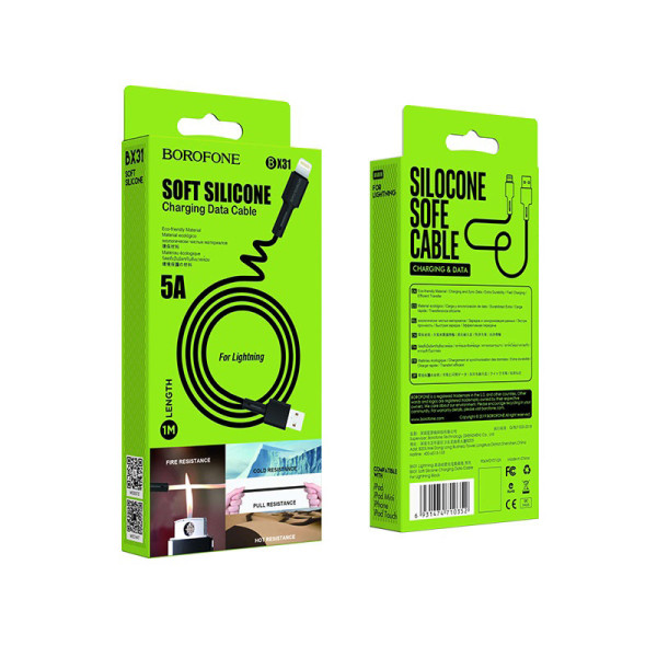 Фото - Кабель синхронизации данных BOROFONE BX31 USB to iP 2.4A, 1m Black (6931474710352)