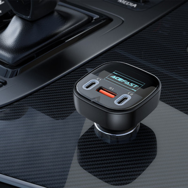 Фото - Автомобильное зарядное устройство AceFast B5 101W (2C+A) metal car charger with OLED smart display (6974316281436)
