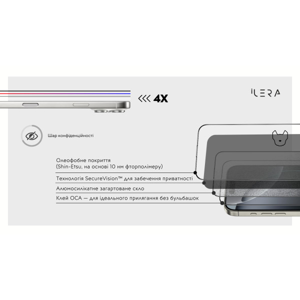 Фото - Защитное стекло для смартфона ILera DeLuxe Incognito Glass for iPhone 17 Pro (iLInDL17Pr)