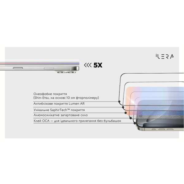 Фото - Защитное стекло для смартфона ILera Sapphire Ultra Glass 2.0 for iPhone 17 (ILSPDLPL17)