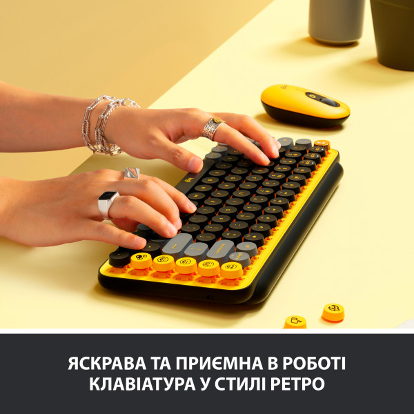 Фото - Клавиатура беспроводная Logitech POP Keys Wireless Mechanical Keyboard With Emoji Keys Blast Yellow (920-010735)