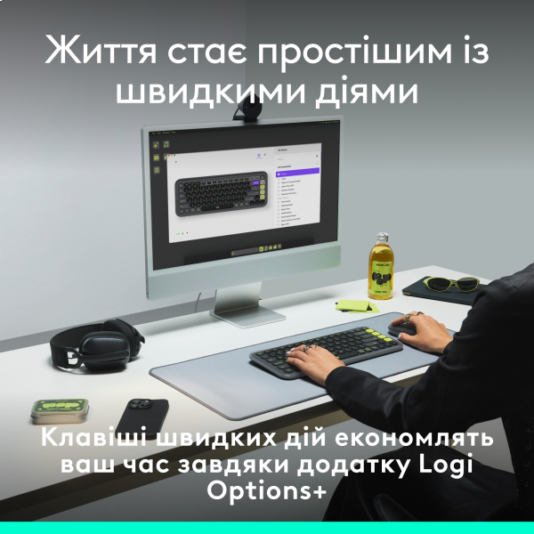 Фото - Уценка - Клавиатура беспроводная Logitech POP Icon Keys Graphite UKR (920-013157)