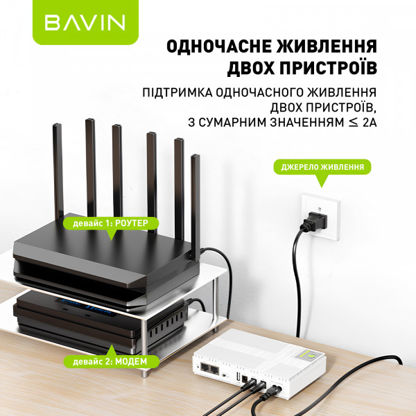 Фото - Источник бесперебойного питания Bavin PC1083 36W 10400mAh 5-12V DC USB POE Black (Y-PC1083-36W-EU-BK)