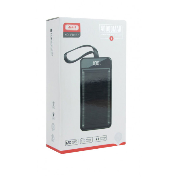 Фото - Батарея мобильная универсальная XO 40000mAh PD20W QC22.5W Black (PR157)