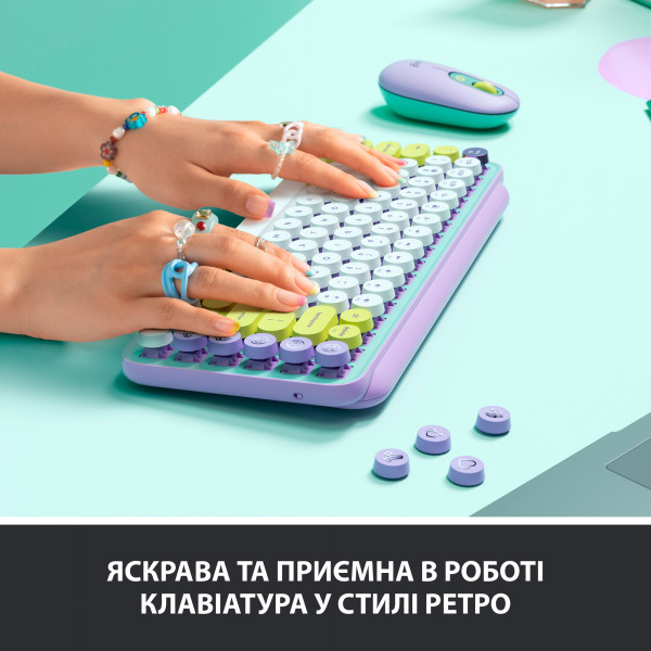 Фото - Клавиатура беспроводная Logitech POP Keys Wireless Mechanical Keyboard With Emoji Keys Daydream Mint (920-010736)