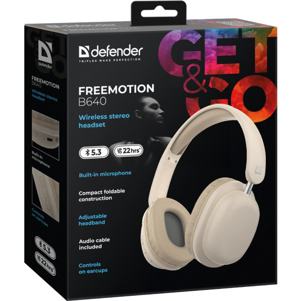 Фото - Наушники накладные беспроводные Defender FreeMotion B640 (63642)
