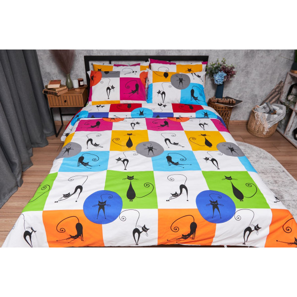 Фото - Комплект постельного белья Moon&Star Бязь Gold Люкс «Cat Brawlers» 143х210х2 нав. 2х50х70 (MS-820003386)