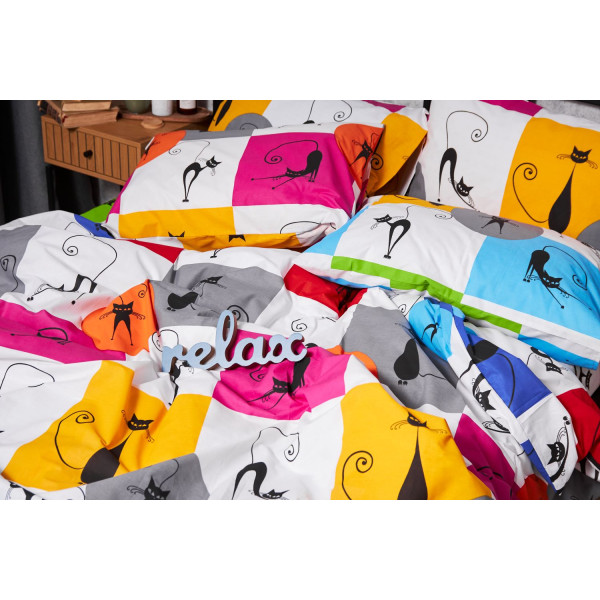 Фото - Комплект постельного белья Moon&Star Бязь Gold Люкс «Cat Brawlers» 143х210х2 нав. 2х50х70 (MS-820003386)