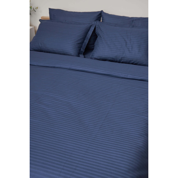 Фото - Комплект постельного белья Moon&Star 160х220 наволочки 2х70х70 Delfi Blue Satin Stripe (MS-820000512)