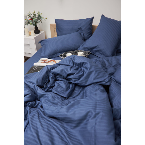 Фото - Комплект постельного белья Moon&Star King Size 220x240 Delfi Blue Satin Stripe (MS-820000494)