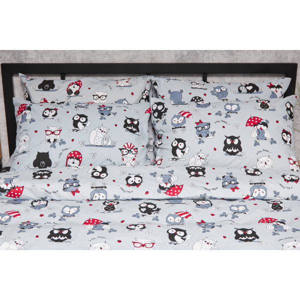 Фото - Комплект постельного белья Moon&Star Бязь Gold Люкс Owls Gray 143х210 (MS-820005479)