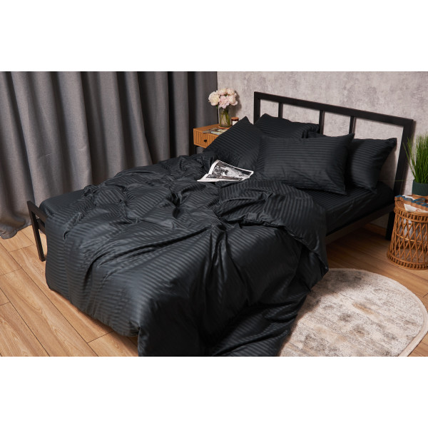 Фото - Комплект постельного белья Moon&Star Satin Stripe Midnight Luxe 143х210 нав. 2х70х70 (MS-820005267)