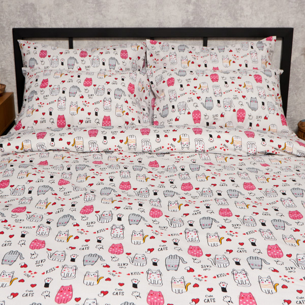 Фото - Комплект постельного белья Moon&Star Бязь Gold Люкс Cute Cats 175х210 нав. 4х70х70 (MS-820009074)