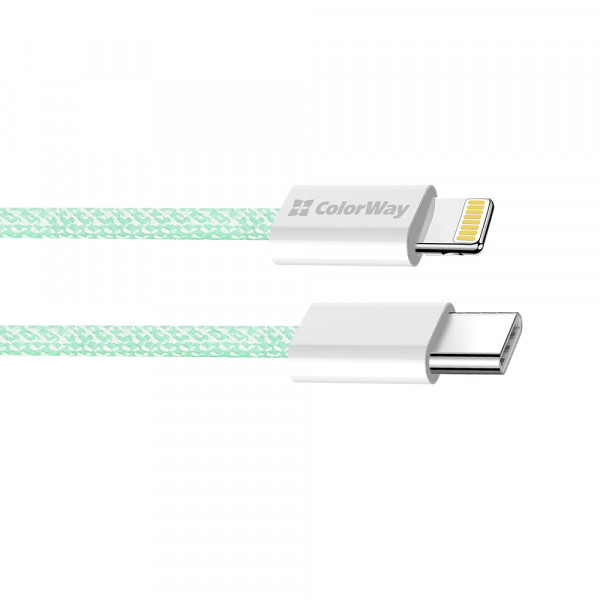 Фото - Кабель синхронизации данных Colorway Type-C - Apple Lightning (PD Fast Charging 27W) 1м зеленый (CW-CBPDCL061-G)