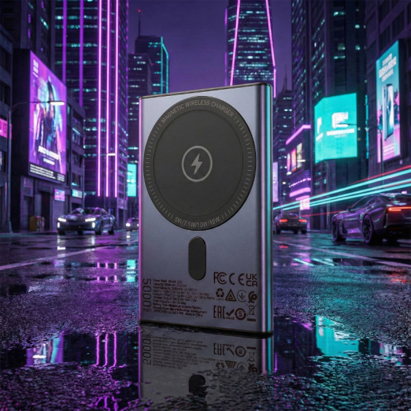 Фото - Батарея мобильная HOCO Q32 Bird PD20W Magnetic Wireless (5000 mAh) Metal Grey (714869)