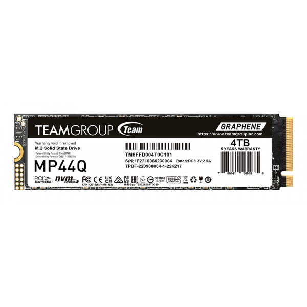 Фото - SSD-накопитель внутренний Team M.2-2280 PCI-E Gen4x4 MP44Q 4TB RETAIL (TM8FFD004T0C101)