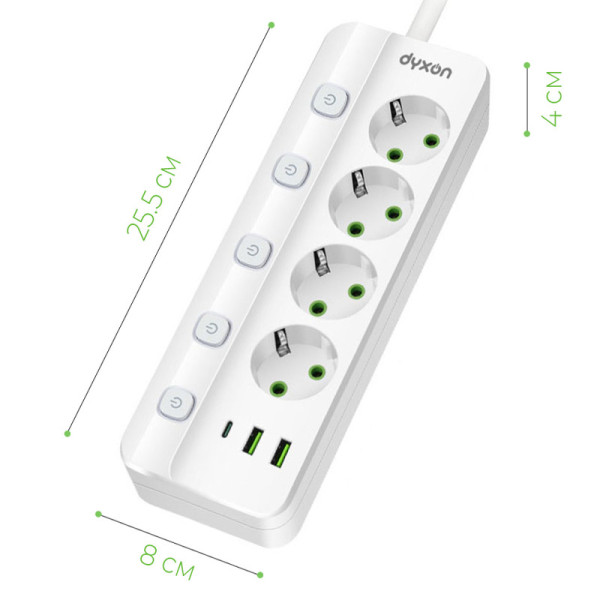 Фото - Сетевой фильтр Dyxon PRO-1097 5.0m 4р 2 USB-A 1 USB-C (PD) White (DXN-1097-5M-4-W)