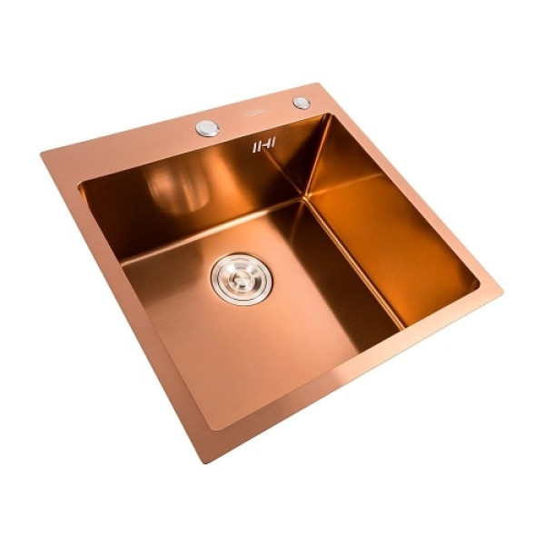 Фото - Мойка кухонная Platinum Handmade PVD медь 500x500x220 (3,0/1,5 мм + дозатор в комплекте)