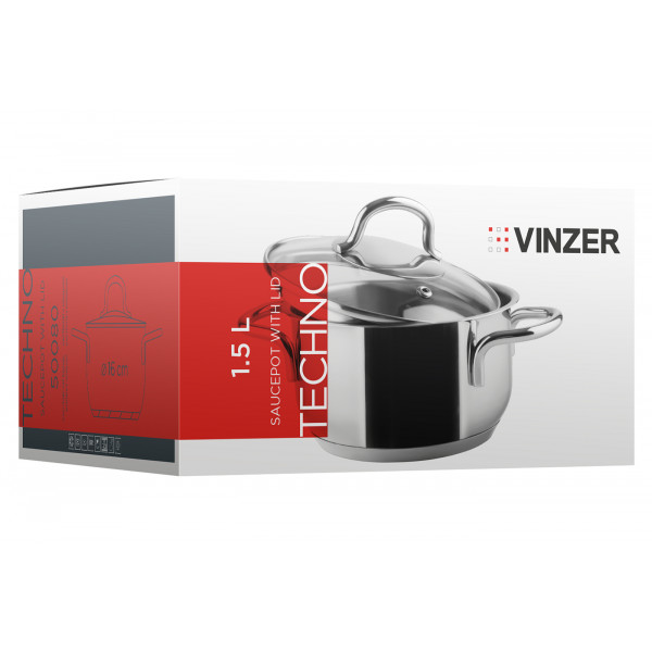 Фото - Кастрюля Vinzer Techno 16х8 см 1.5 л (50080)