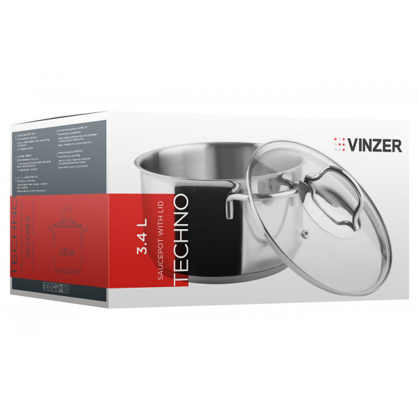 Фото - Кастрюля Vinzer Techno 20х11.5 см 3.4 л (50082)
