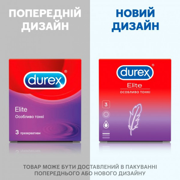 Фото - Презервативы Durex Elite 3 шт. (5010232954236)