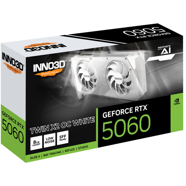 Фото - Видеокарта Inno3D GeForce RTX5060 TWIN X2 OC WHITE (N50602-08D7X-195070W)