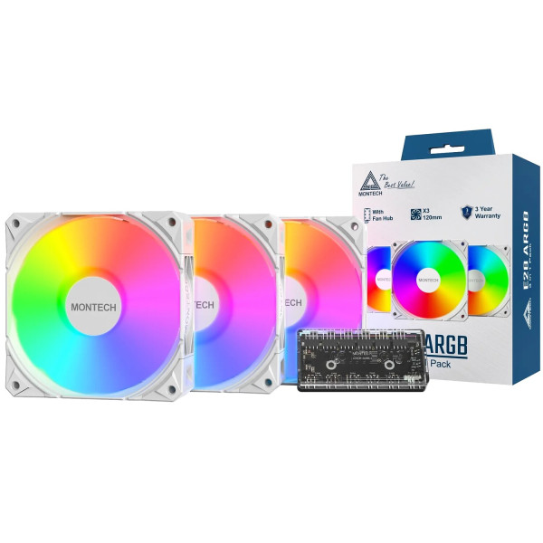 Фото - Корпусный вентилятор Montech E28 ARGB 3 PACK (W)