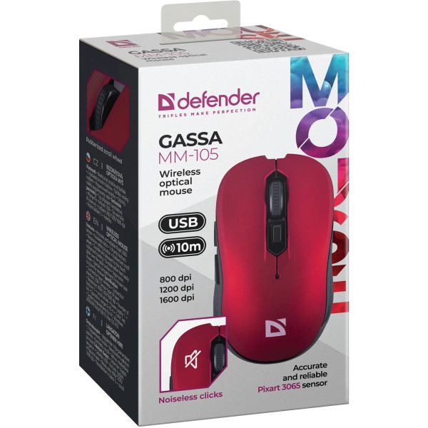 Фото - Мышь беспроводная Defender Gassa MM-105 Red (52103)