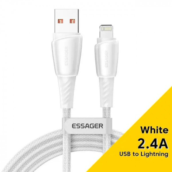Фото - Кабель синхронизации данных Essager Rainbow USB A to Lightning 3A Fast Charging USB Cable 2m White (EXCL-CHA02)