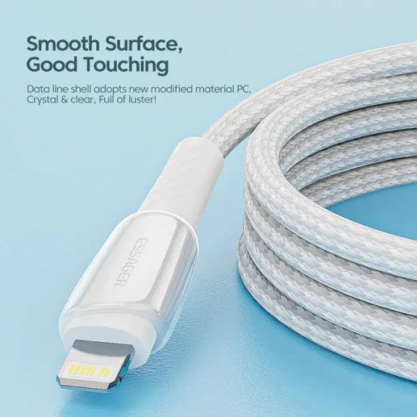 Фото - Кабель синхронизации данных Essager Rainbow USB A to Lightning 3A Fast Charging USB Cable 2m White (EXCL-CHA02)
