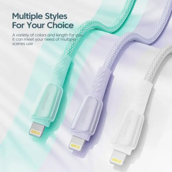 Фото - Кабель синхронизации данных Essager Rainbow USB A to Lightning 3A Fast Charging USB Cable 2m White (EXCL-CHA02)