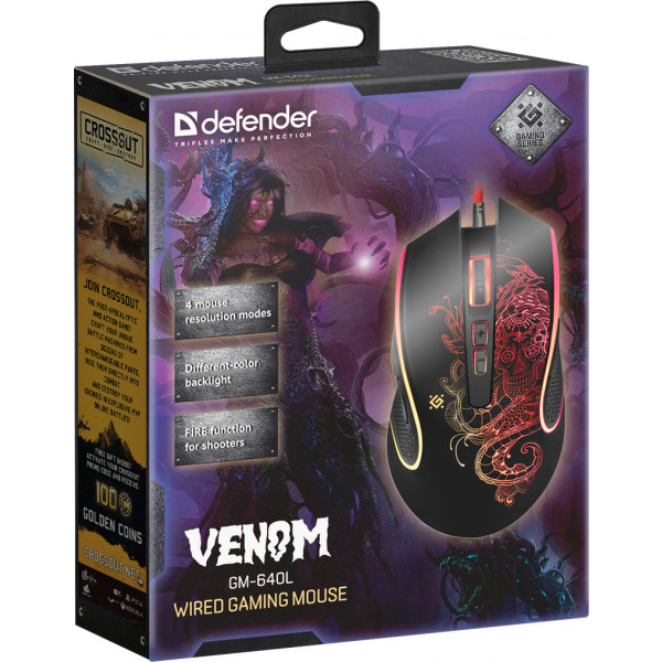 Фото - Мышь проводная игровая Defender Venom GM-640L Black (52640)