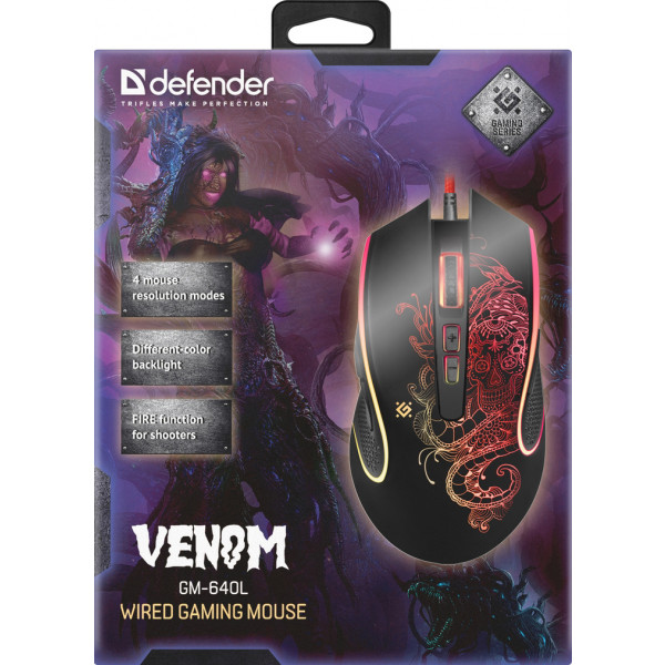 Фото - Мышь проводная игровая Defender Venom GM-640L Black (52640)