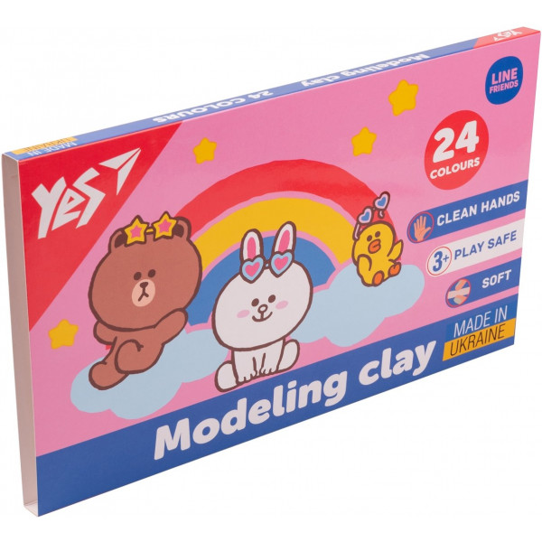 Фото - Пластилин классический YES 24 кол. 480г Line Friends (540683)
