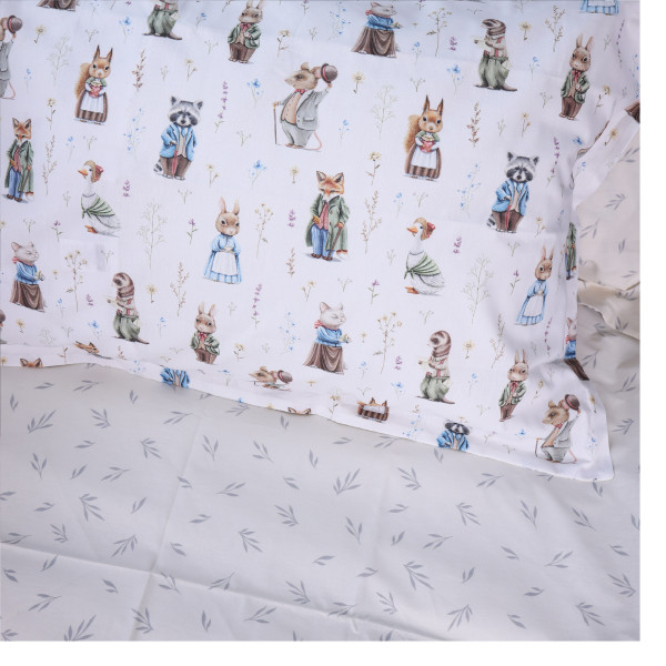 Фото - Простынь двуспальная MirSon Poplin Line Kids 03 Animals 180x190 см (2200009713262)