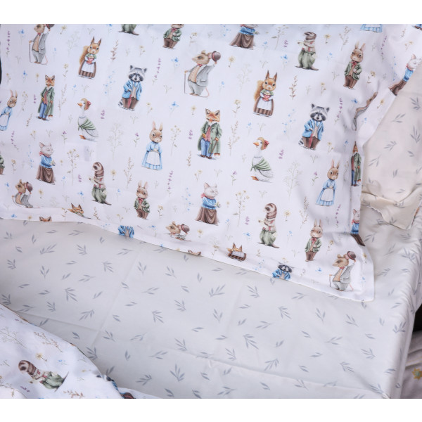 Фото - Простынь двуспальная MirSon Poplin Line Kids 03 Animals 180x200 см (2200009713279)
