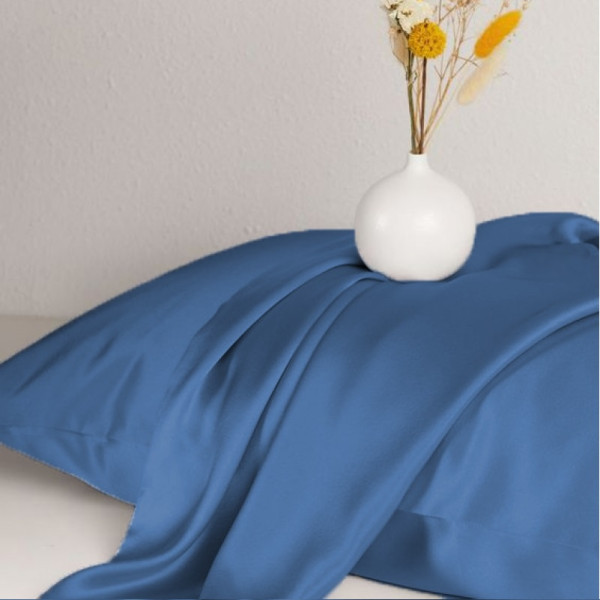 Фото - Простынь двуспальная MirSon Satin Light Pro 10-011 Dark Blue 180x190+25 см (2200010174212)
