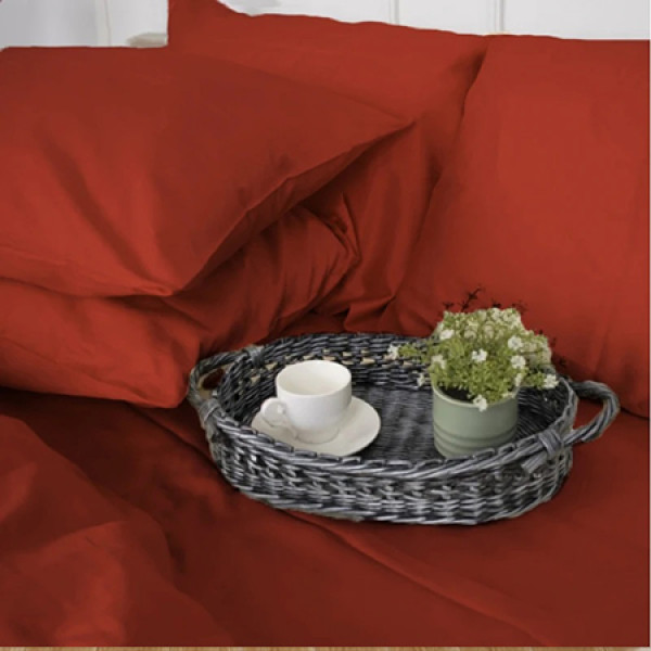 Фото - Простынь двуспальная MirSon Satin Premium 0081 Terracotta 180х190 см (2200010929454)