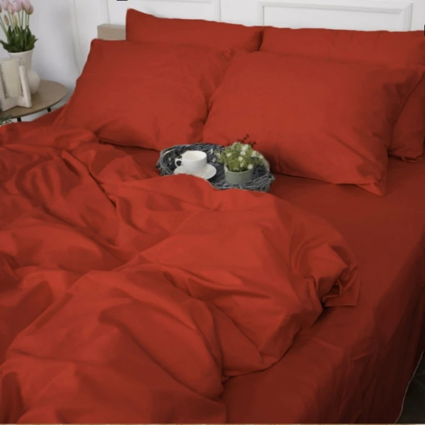 Фото - Простынь двуспальная MirSon Satin Premium 0081 Terracotta 180х190 см (2200010929454)