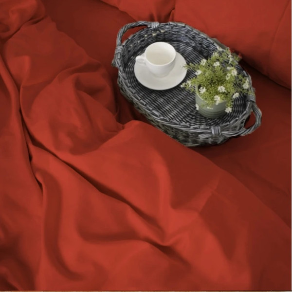 Фото - Простынь двуспальная MirSon Satin Premium 0081 Terracotta 180х200 см (2200010929461)