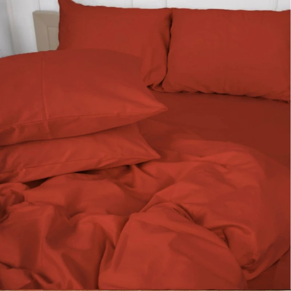 Фото - Простынь двуспальная MirSon Satin Premium 0081 Terracotta 180х200 см (2200010929461)