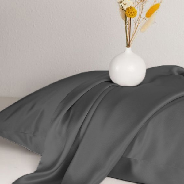 Фото - Простынь двуспальная MirSon Satin Light Pro 10-005 Dark Gray 180x190+25 см (2200010171174)